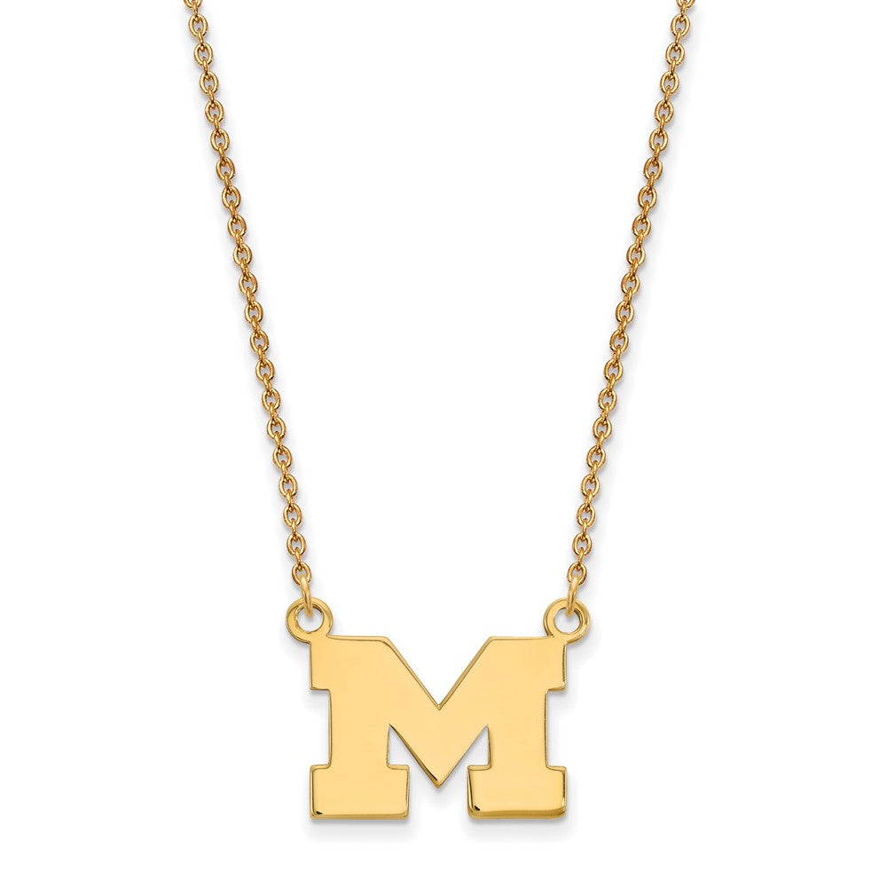 Vergoldet Sterlingsilber Logoart University Of Michigan Buchstabe M Klein Anhänger 18 Zoll Halskette
