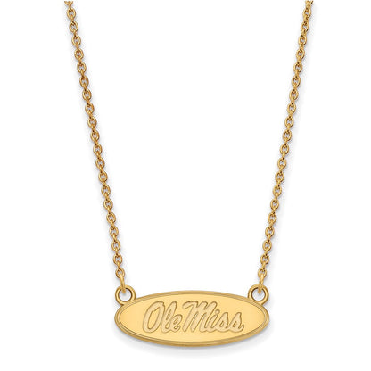 Vergoldet Sterlingsilber Logoart University Of Mississippi Ole Miss Klein Oval Anhänger 18 Zoll Halskette