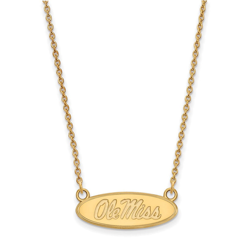 Vergoldet Sterlingsilber Logoart University Of Mississippi Ole Miss Klein Oval Anhänger 18 Zoll Halskette