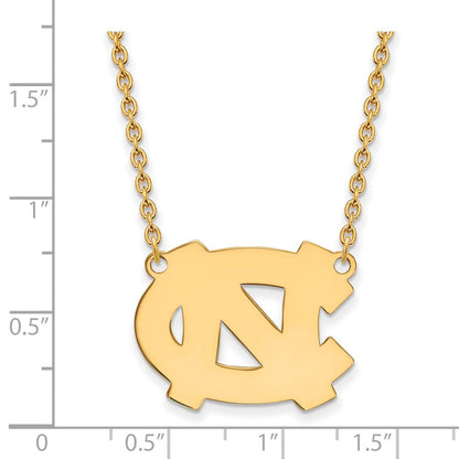 Vergoldet Sterlingsilber Logoart University Of North Carolina N C Groß Anhänger 18 Zoll Halskette