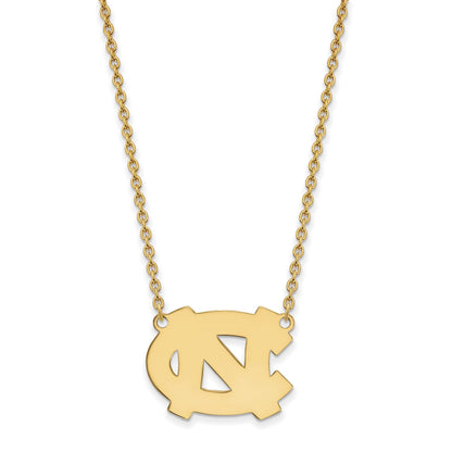 Vergoldet Sterlingsilber Logoart University Of North Carolina N C Groß Anhänger 18 Zoll Halskette
