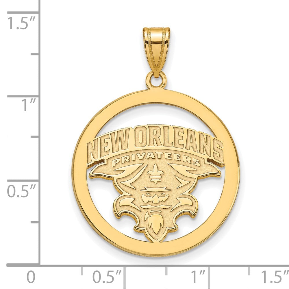Vergoldet Sterlingsilber Logoart University Of New Orleans U N O Extra Groß Kreis Anhänger