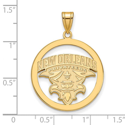 Vergoldet Sterlingsilber Logoart University Of New Orleans U N O Extra Groß Kreis Anhänger