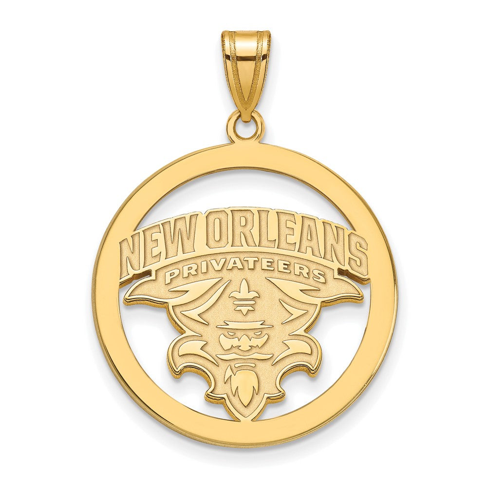 Vergoldet Sterlingsilber Logoart University Of New Orleans U N O Extra Groß Kreis Anhänger