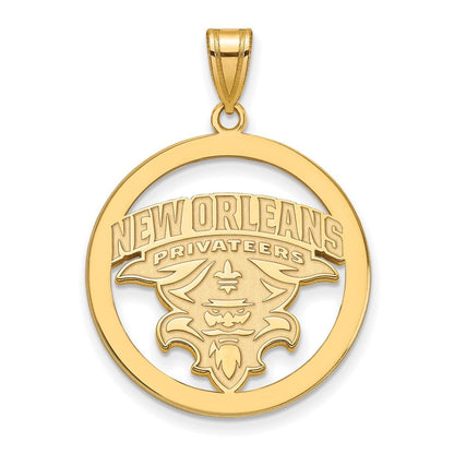 Vergoldet Sterlingsilber Logoart University Of New Orleans U N O Extra Groß Kreis Anhänger