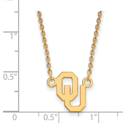 Vergoldet Sterlingsilber Logoart University Of Oklahoma O U Klein Anhänger 18 Zoll Halskette