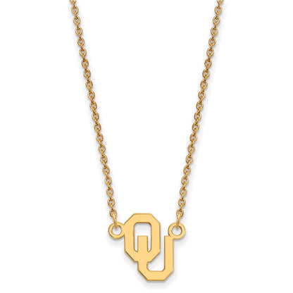 Vergoldet Sterlingsilber Logoart University Of Oklahoma O U Klein Anhänger 18 Zoll Halskette