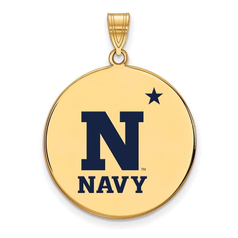 Vergoldet Sterlingsilber Logoart Us Naval Akademie Extra Groß Emailliert Plättchen Anhänger