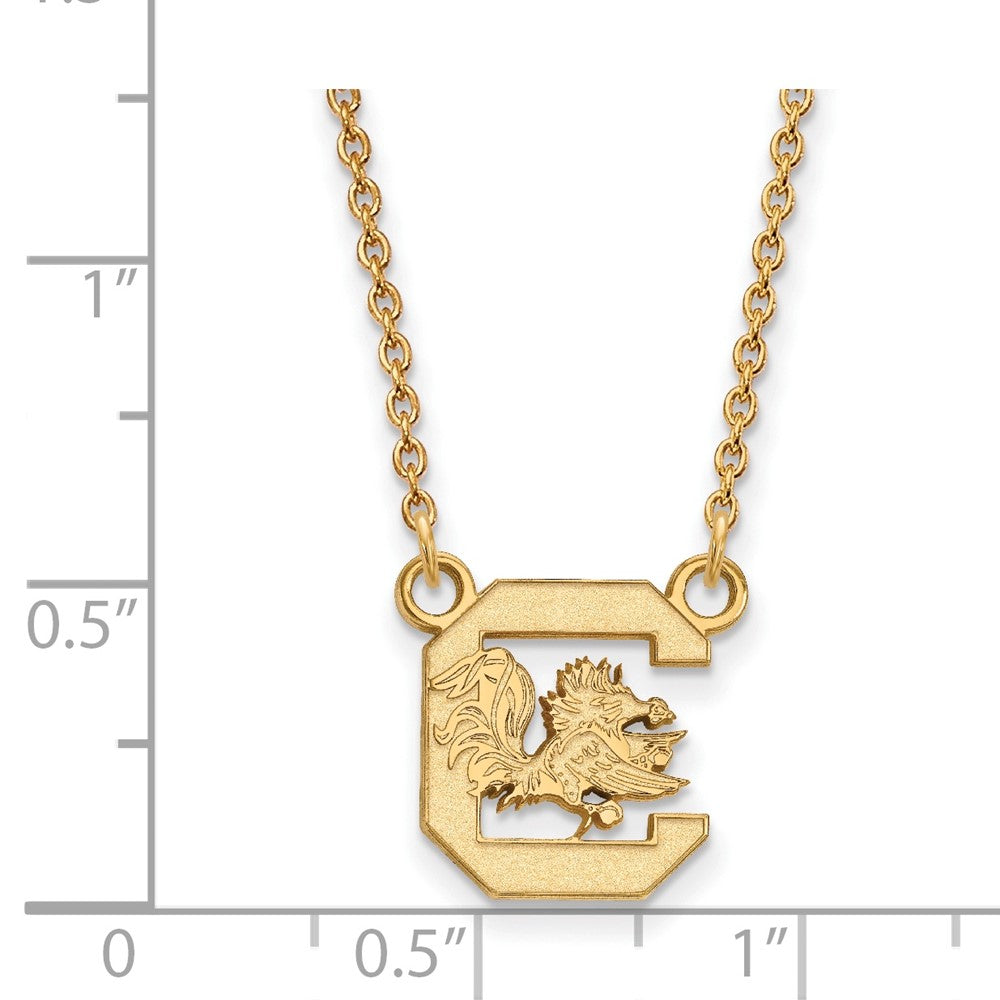 Vergoldet Sterlingsilber Logoart University Of South Carolina Klein Anhänger 18 Zoll Halskette