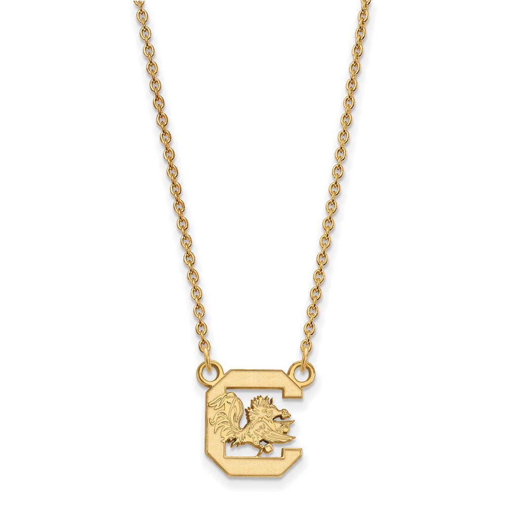 Vergoldet Sterlingsilber Logoart University Of South Carolina Klein Anhänger 18 Zoll Halskette