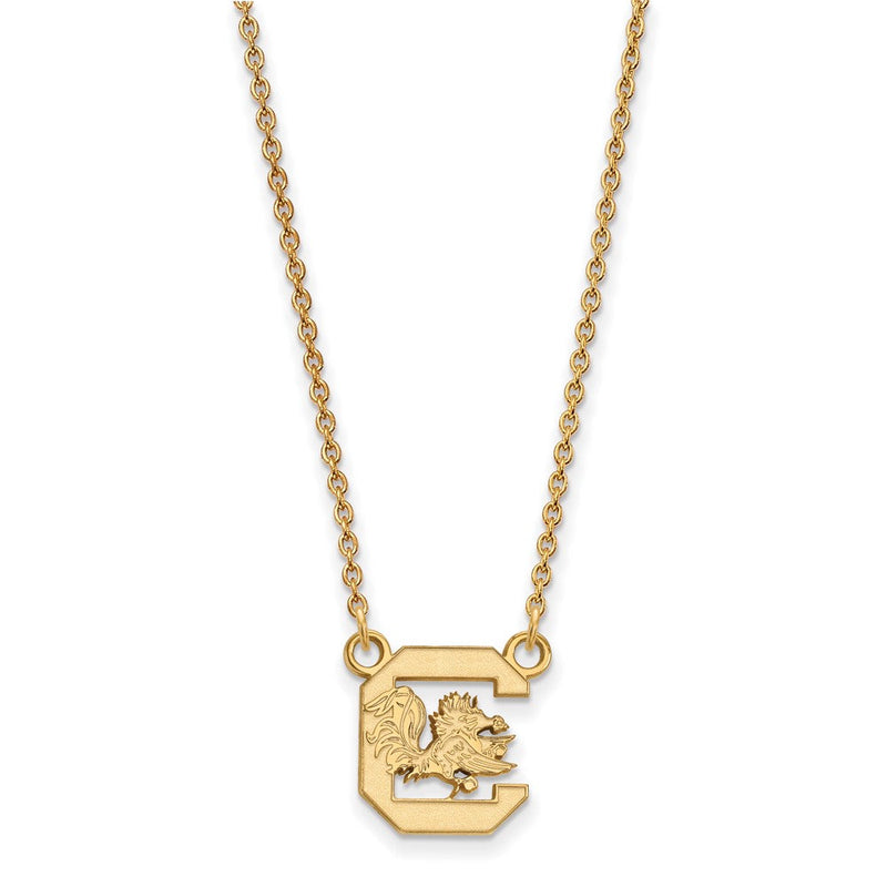 Vergoldet Sterlingsilber Logoart University Of South Carolina Klein Anhänger 18 Zoll Halskette