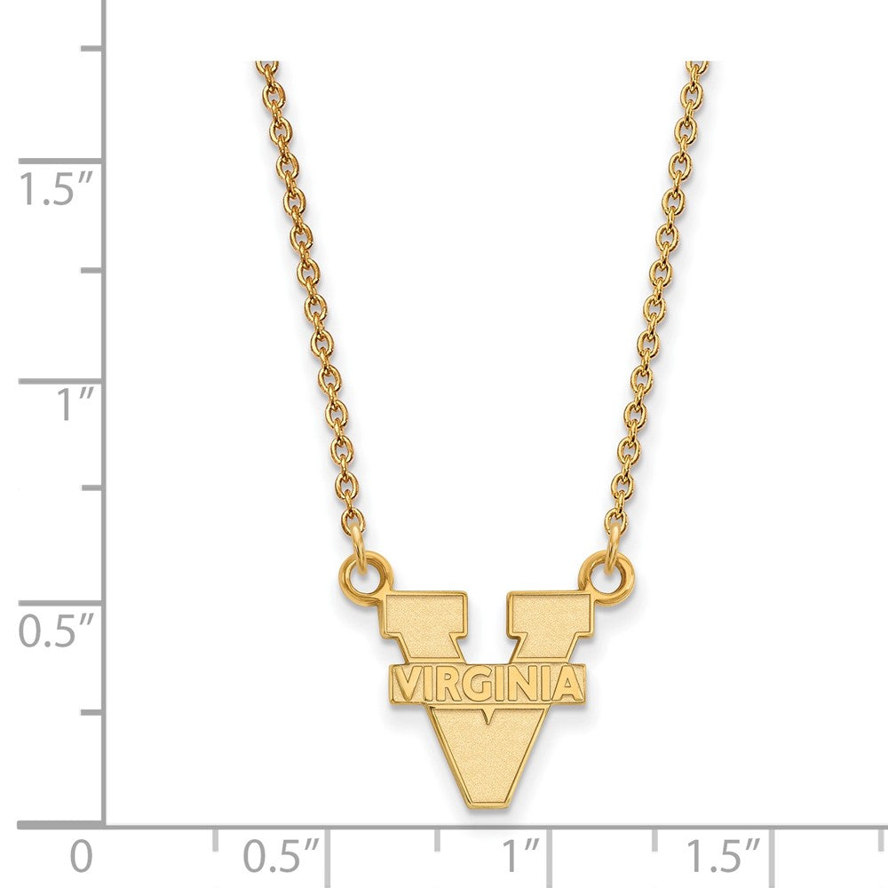 Vergoldet Sterlingsilber Logoart University Of Virginia Klein Anhänger 18 Zoll Halskette