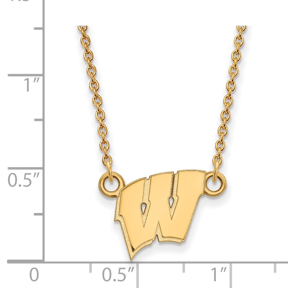 Vergoldet Sterlingsilber Logoart University Of Wisconsin Buchstabe W Klein Anhänger 18 Zoll Halskette