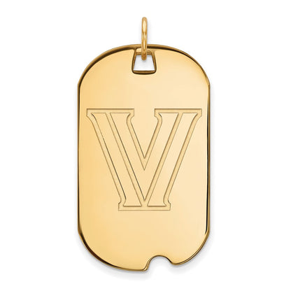 10K Gelbgold Logoart Villanova University Buchstabe V Groß Erkennungsmarke Anhänger