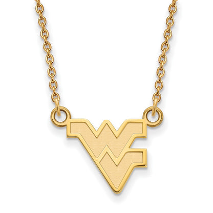 10K Gelbgold Logoart West Virginia University W V Klein Anhänger 18 Zoll Halskette