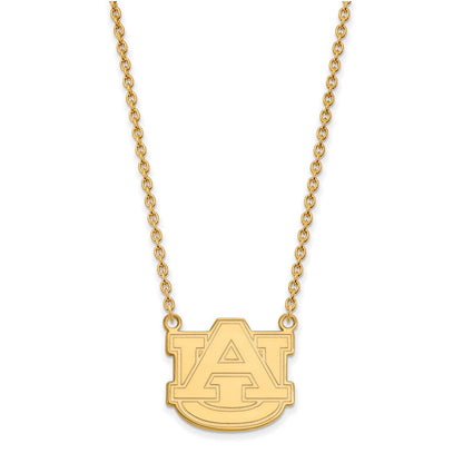 14K Gelbgold Logoart Auburn University Groß Anhänger 18 Zoll Halskette