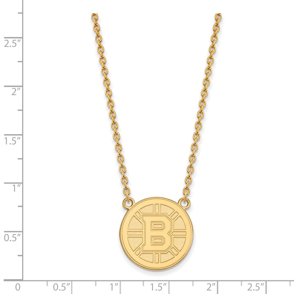 Vergoldet Sterlingsilber Nhl Logoart Boston Bruins Groß Anhänger 18 Zoll Halskette