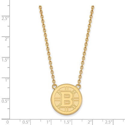 Vergoldet Sterlingsilber Nhl Logoart Boston Bruins Groß Anhänger 18 Zoll Halskette