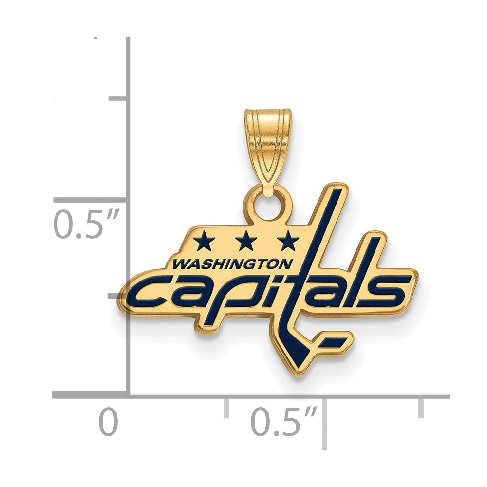 Vergoldet Sterlingsilber Nhl Logoart Washington Capitals Klein Emailliert Anhänger