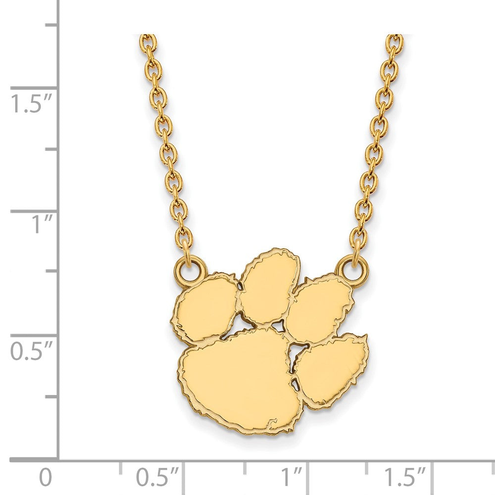 10K Gelbgold Logoart Clemson University Tiger Paw Groß Anhänger 18 Zoll Halskette