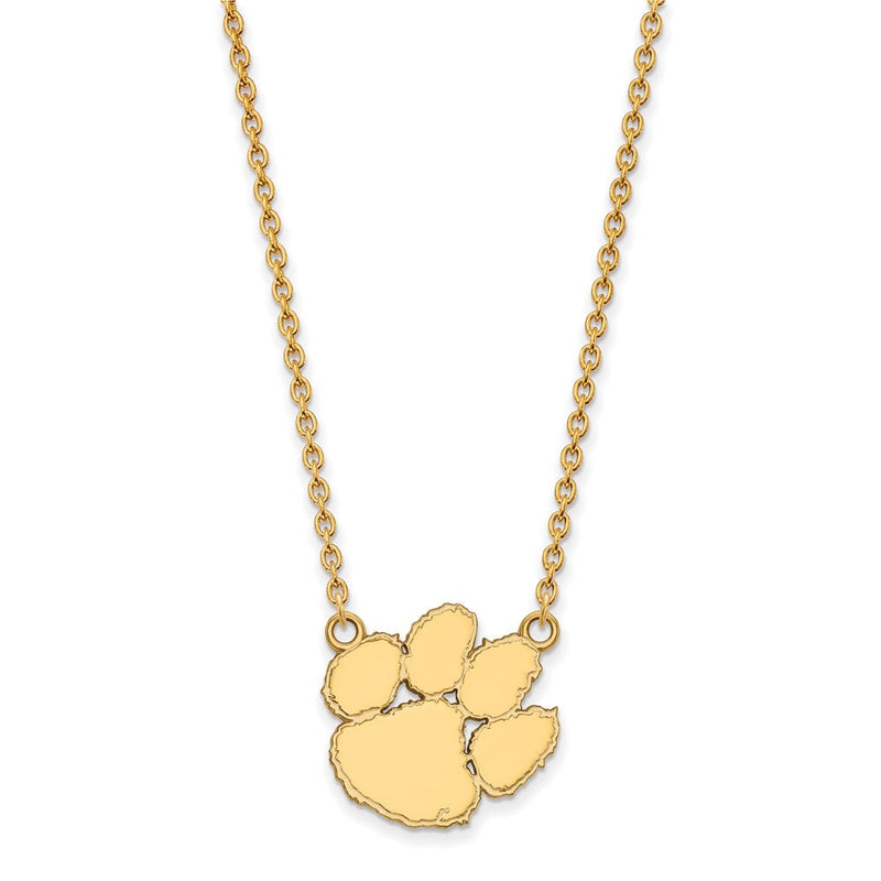 Vergoldet Sterlingsilber Logoart Clemson University Tiger Paw Groß Anhänger 18 Zoll Halskette