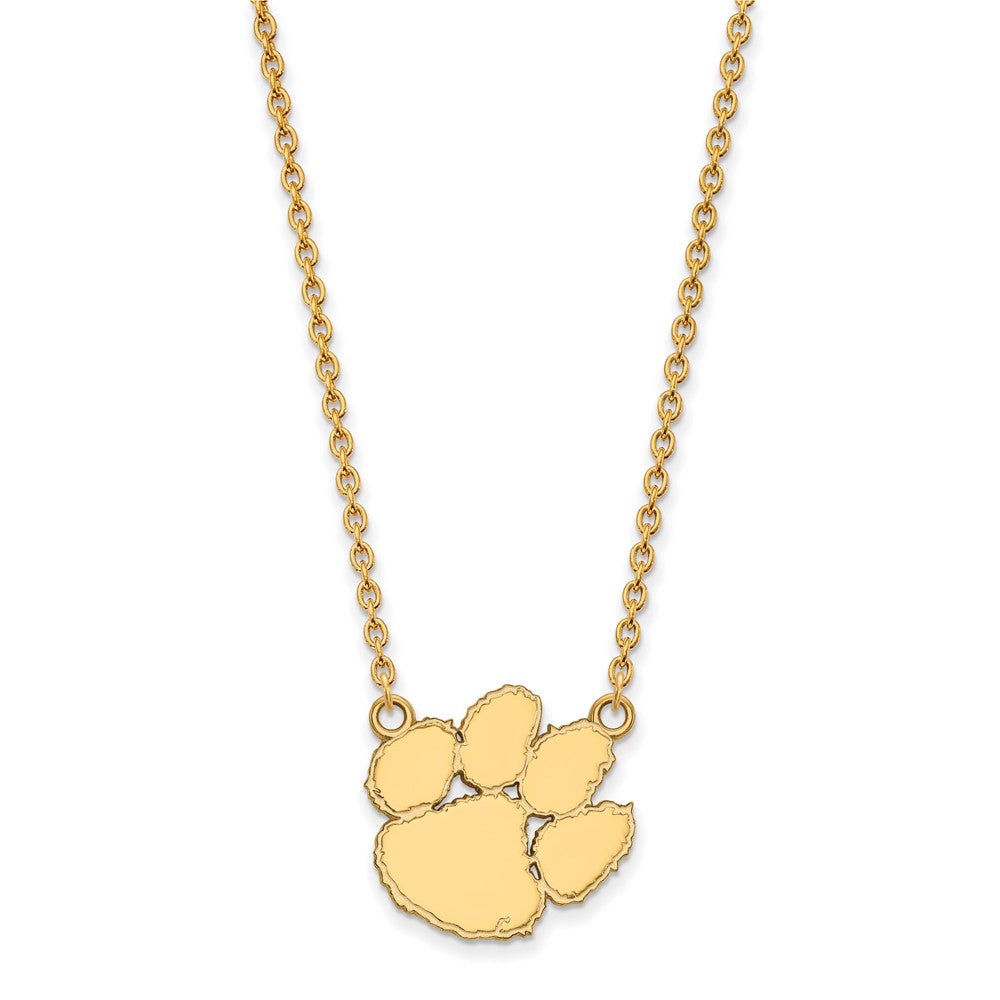 10K Gelbgold Logoart Clemson University Tiger Paw Groß Anhänger 18 Zoll Halskette