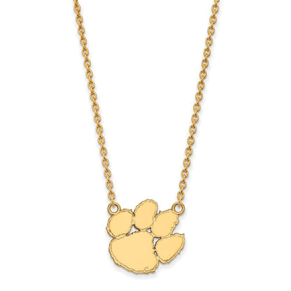 10K Gelbgold Logoart Clemson University Tiger Paw Groß Anhänger 18 Zoll Halskette