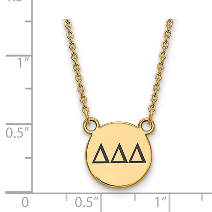 Vergoldet Sterlingsilber Logoart Delta Sorority Greek Buchstaben Klein Schwarz Emaille Anhänger 18 Zoll Halskette