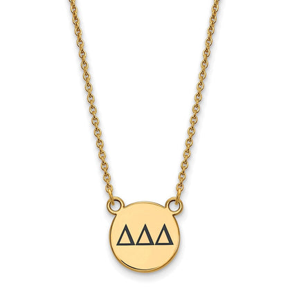 Vergoldet Sterlingsilber Logoart Delta Sorority Greek Buchstaben Klein Schwarz Emaille Anhänger 18 Zoll Halskette