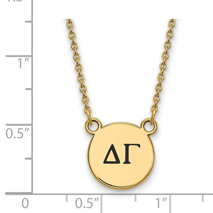 Vergoldet Sterlingsilber Logoart Delta Gamma Sorority Greek Buchstaben Klein Schwarz Emaille Anhänger 18 Zoll Halskette