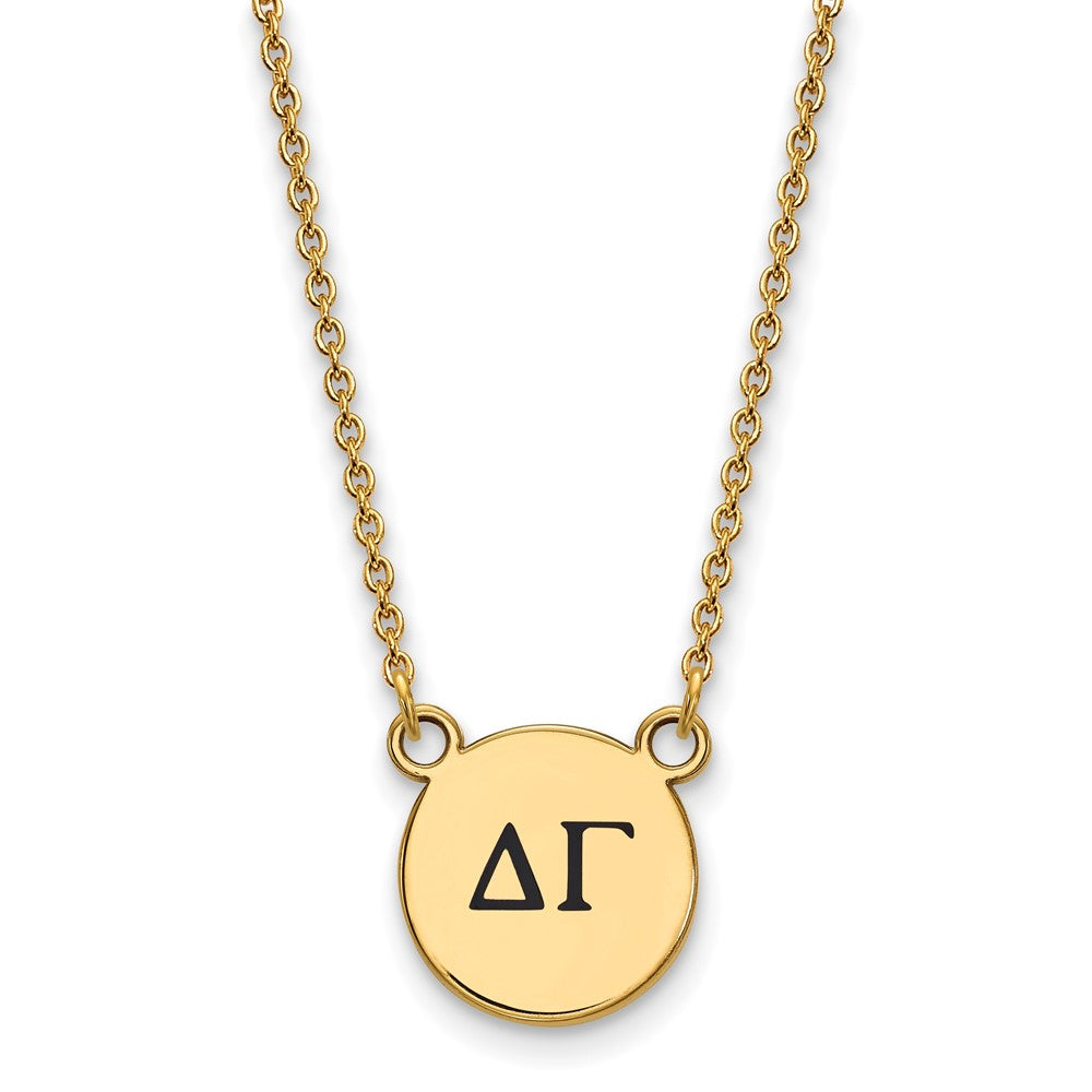 Vergoldet Sterlingsilber Logoart Delta Gamma Sorority Greek Buchstaben Klein Schwarz Emaille Anhänger 18 Zoll Halskette