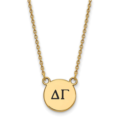 Vergoldet Sterlingsilber Logoart Delta Gamma Sorority Greek Buchstaben Klein Schwarz Emaille Anhänger 18 Zoll Halskette