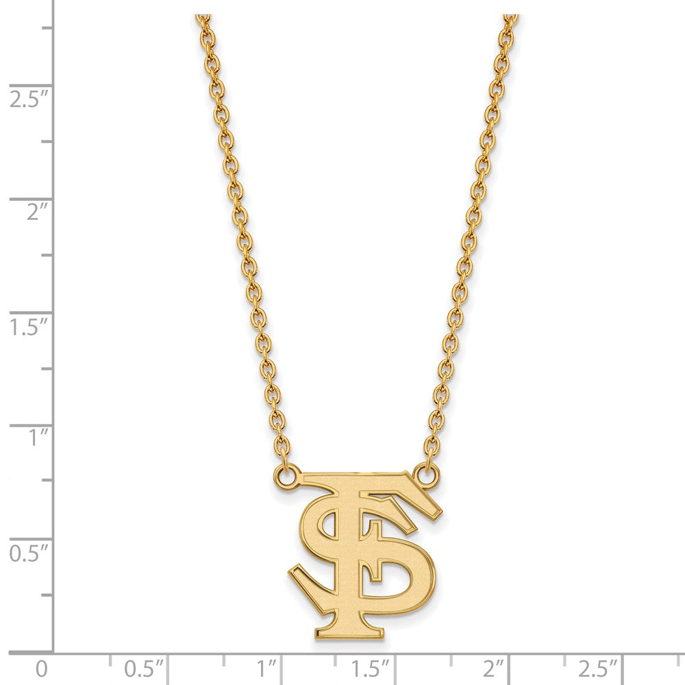 10K Gelbgold Logoart Florida State University F S Groß Anhänger 18 Zoll Halskette