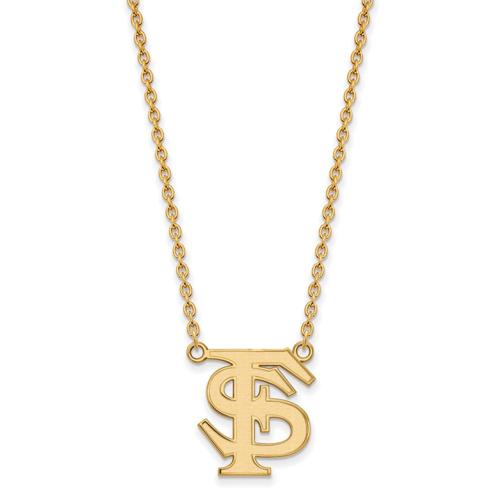 10K Gelbgold Logoart Florida State University F S Groß Anhänger 18 Zoll Halskette