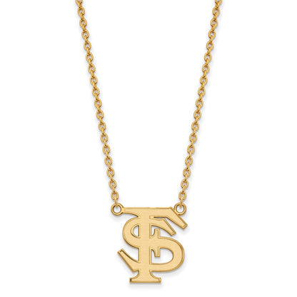 10K Gelbgold Logoart Florida State University F S Groß Anhänger 18 Zoll Halskette