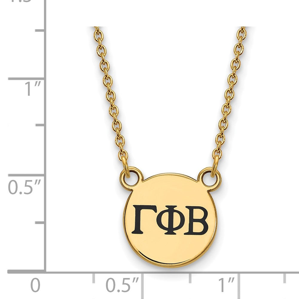 Vergoldet Sterlingsilber Logoart Gamma Phi Beta Sorority Greek Buchstaben Klein Schwarz Emaille Anhänger 18 Zoll Halskette