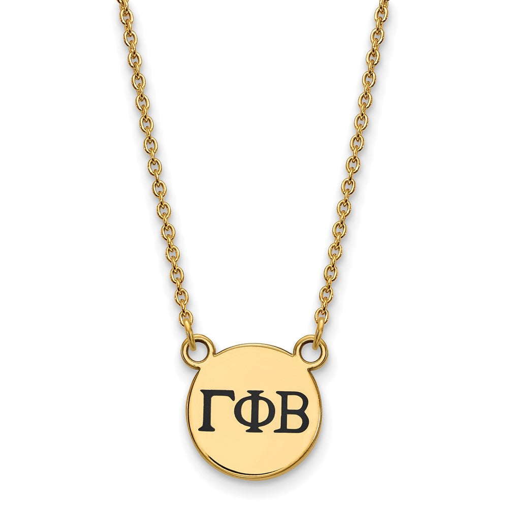 Vergoldet Sterlingsilber Logoart Gamma Phi Beta Sorority Greek Buchstaben Klein Schwarz Emaille Anhänger 18 Zoll Halskette