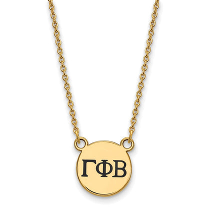 Vergoldet Sterlingsilber Logoart Gamma Phi Beta Sorority Greek Buchstaben Klein Schwarz Emaille Anhänger 18 Zoll Halskette