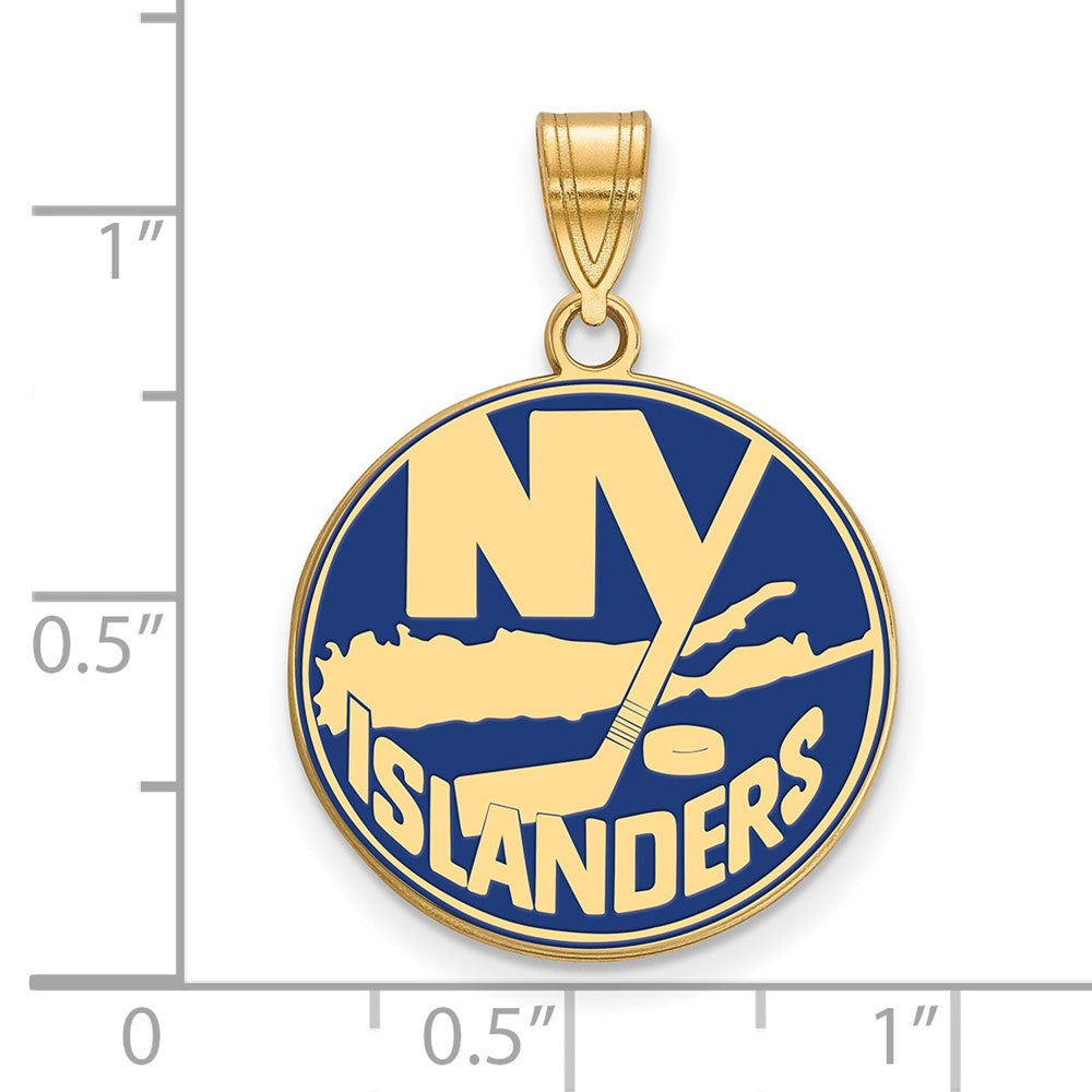 Vergoldet Sterlingsilber Nhl Logoart New York Islanders Groß Emailliert Anhänger