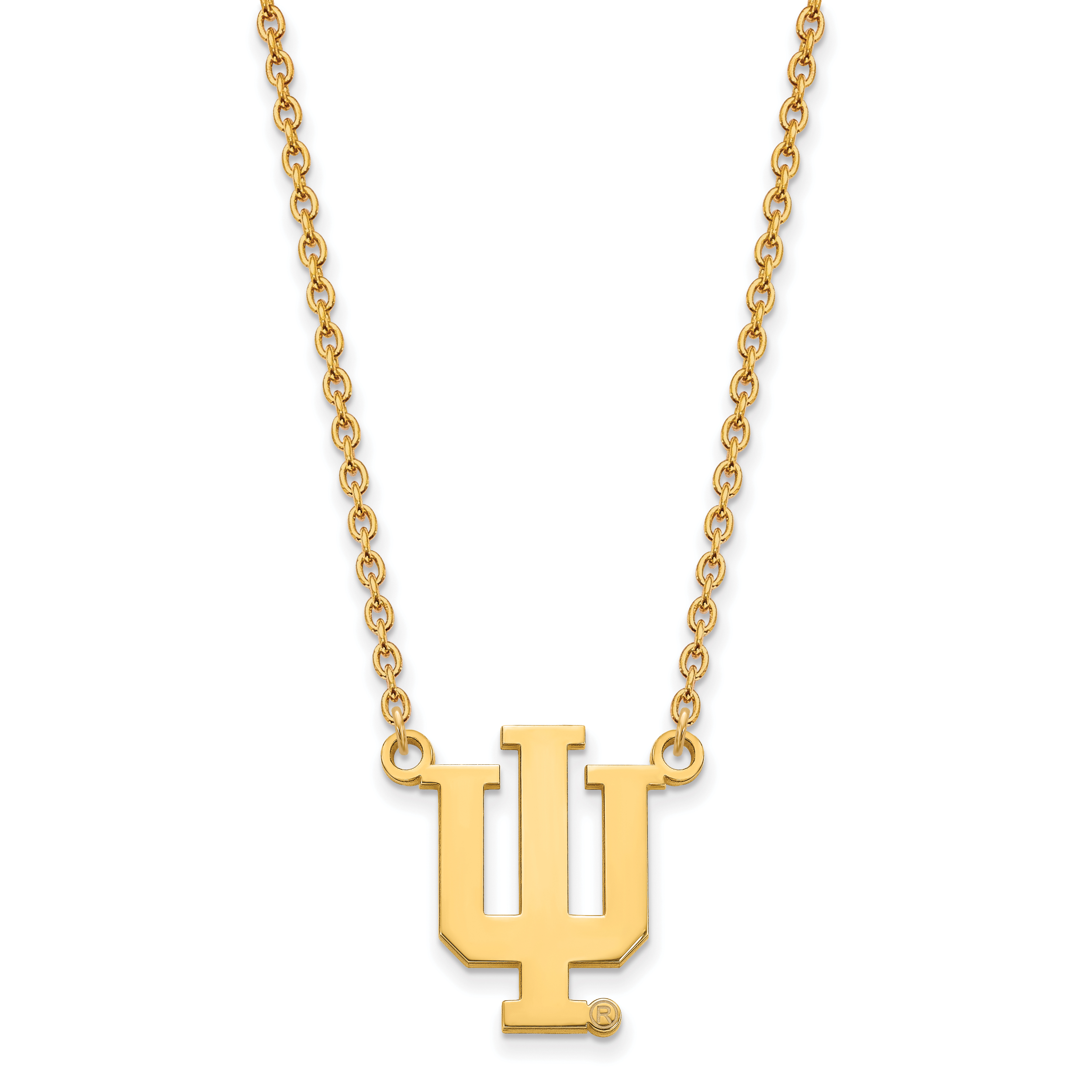 14K Gelbgold Logoart Indiana University I U Groß Anhänger 18 Zoll Halskette