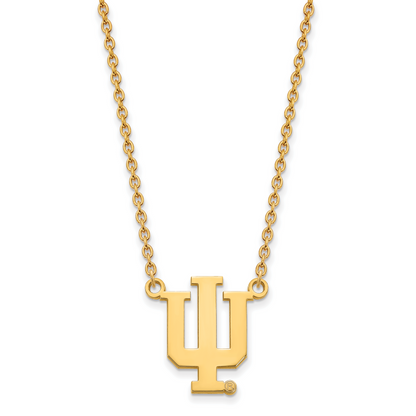 14K Gelbgold Logoart Indiana University I U Groß Anhänger 18 Zoll Halskette