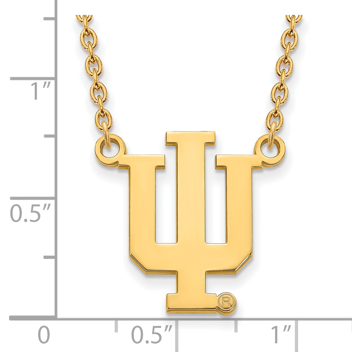 14K Gelbgold Logoart Indiana University I U Groß Anhänger 18 Zoll Halskette