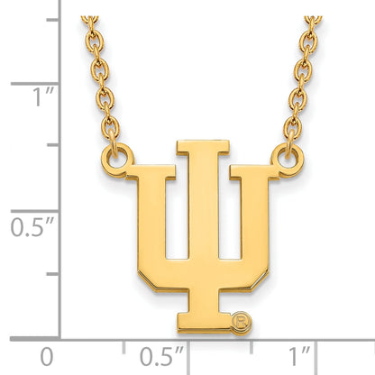 Vergoldet Sterlingsilber Logoart Indiana University I U Groß Anhänger 18 Zoll Halskette