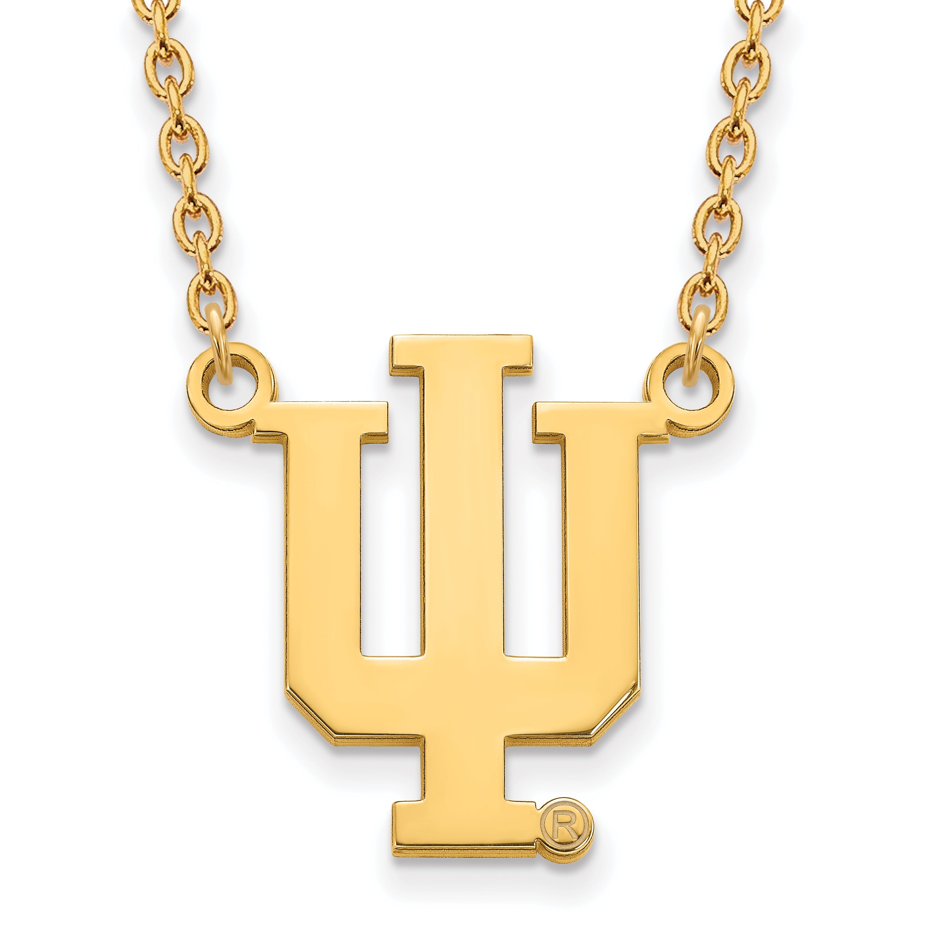 14K Gelbgold Logoart Indiana University I U Groß Anhänger 18 Zoll Halskette