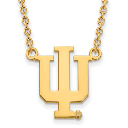 14K Gelbgold Logoart Indiana University I U Groß Anhänger 18 Zoll Halskette
