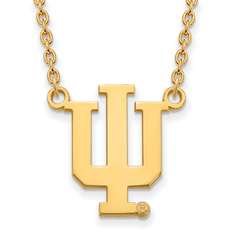 Vergoldet Sterlingsilber Logoart Indiana University I U Groß Anhänger 18 Zoll Halskette