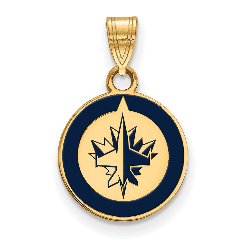 Vergoldet Sterlingsilber Nhl Logoart Winnipeg Jets Klein Emailliert Anhänger
