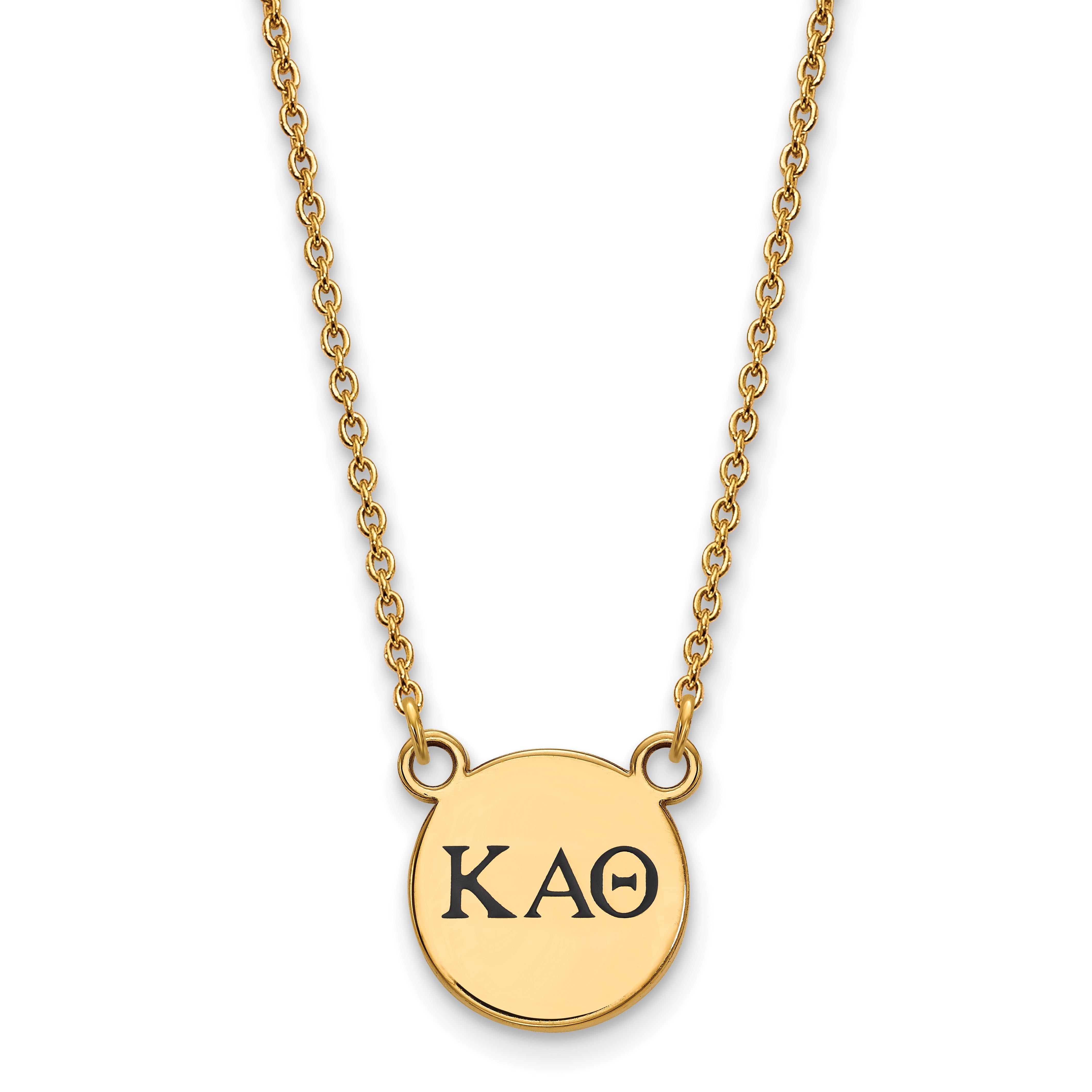 Vergoldet Sterlingsilber Logoart Kappa Alpha Theta Sorority Greek Buchstaben Klein Schwarz Emaille Anhänger 18 Zoll Halskette