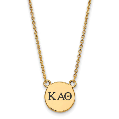 Vergoldet Sterlingsilber Logoart Kappa Alpha Theta Sorority Greek Buchstaben Klein Schwarz Emaille Anhänger 18 Zoll Halskette