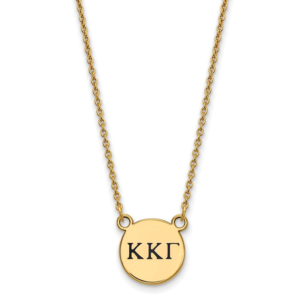 Vergoldet Sterlingsilber Logoart Kappa Gamma Sorority Greek Buchstaben Klein Schwarz Emaille Anhänger 18 Zoll Halskette